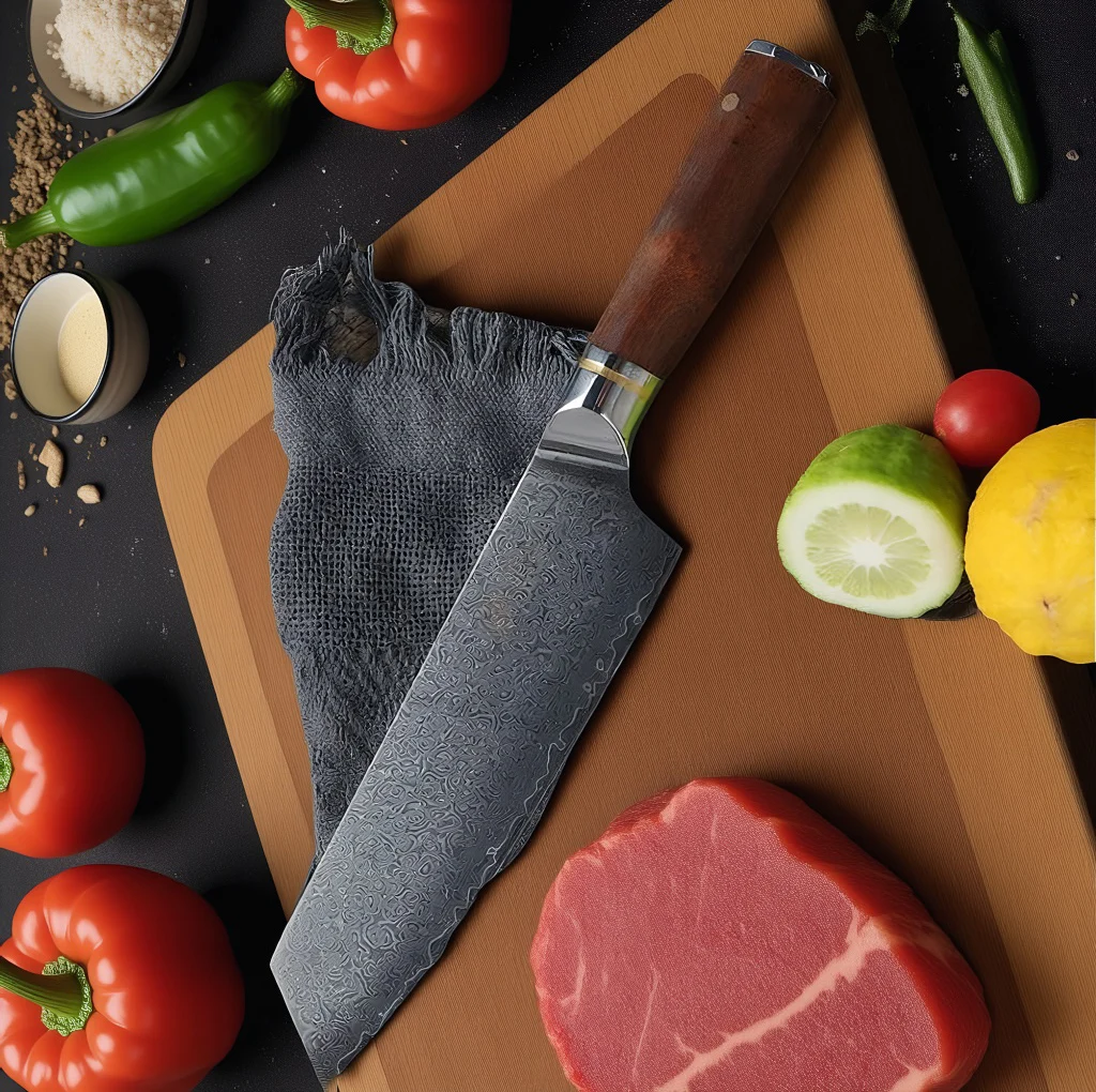 

7.3 Inch Kiritsuke Knife 67-layers Damascus Steel AUS-10 Blade Rosewood Handle Slicing Vegetable Chef Cleaver Meat Kitchen Knife