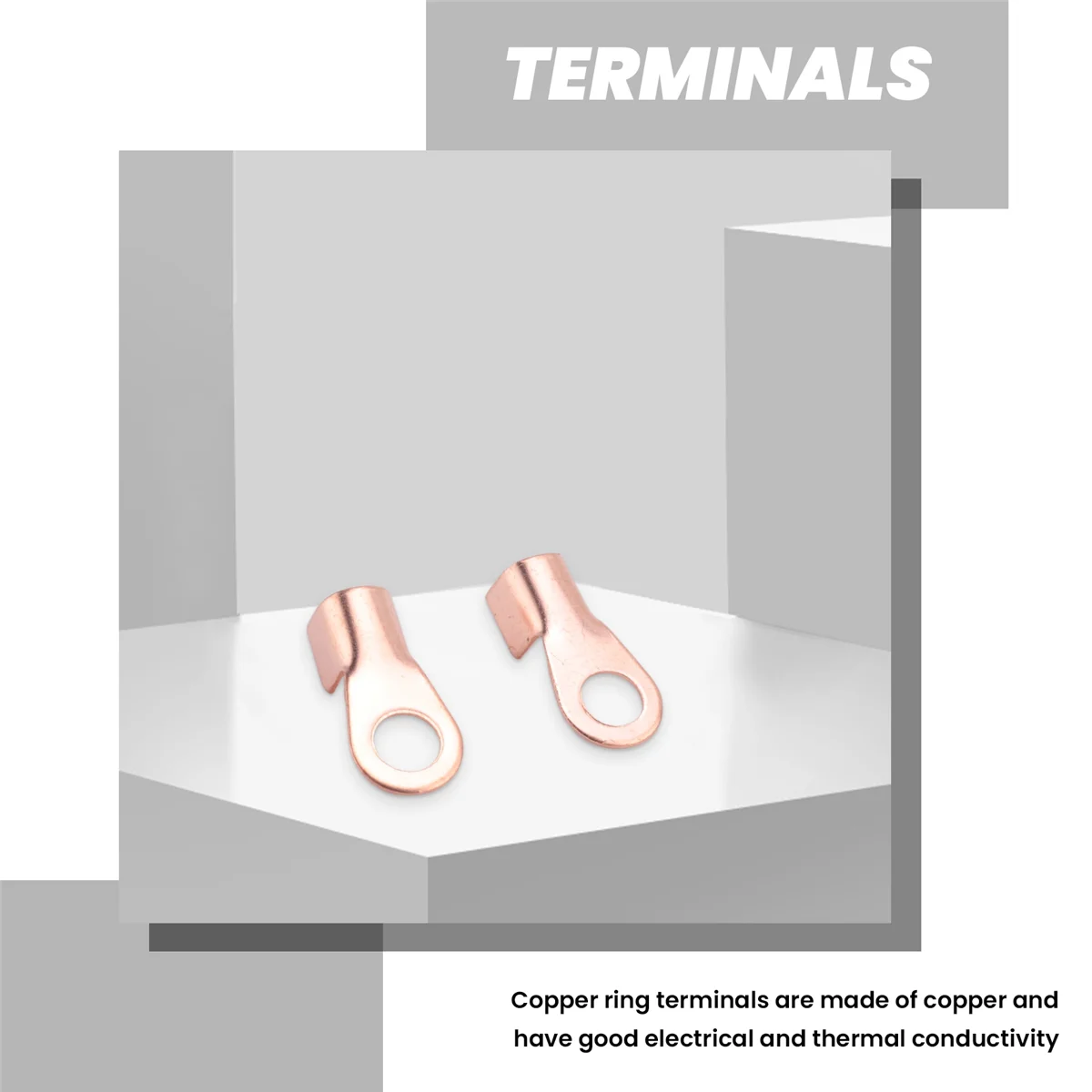 Terminali Terminali ad anello in rame a cilindro aperto Kit di assortimento di connettori a crimpare per cavi OT 10A 20A 30A 40A 50A (confezione da 70)