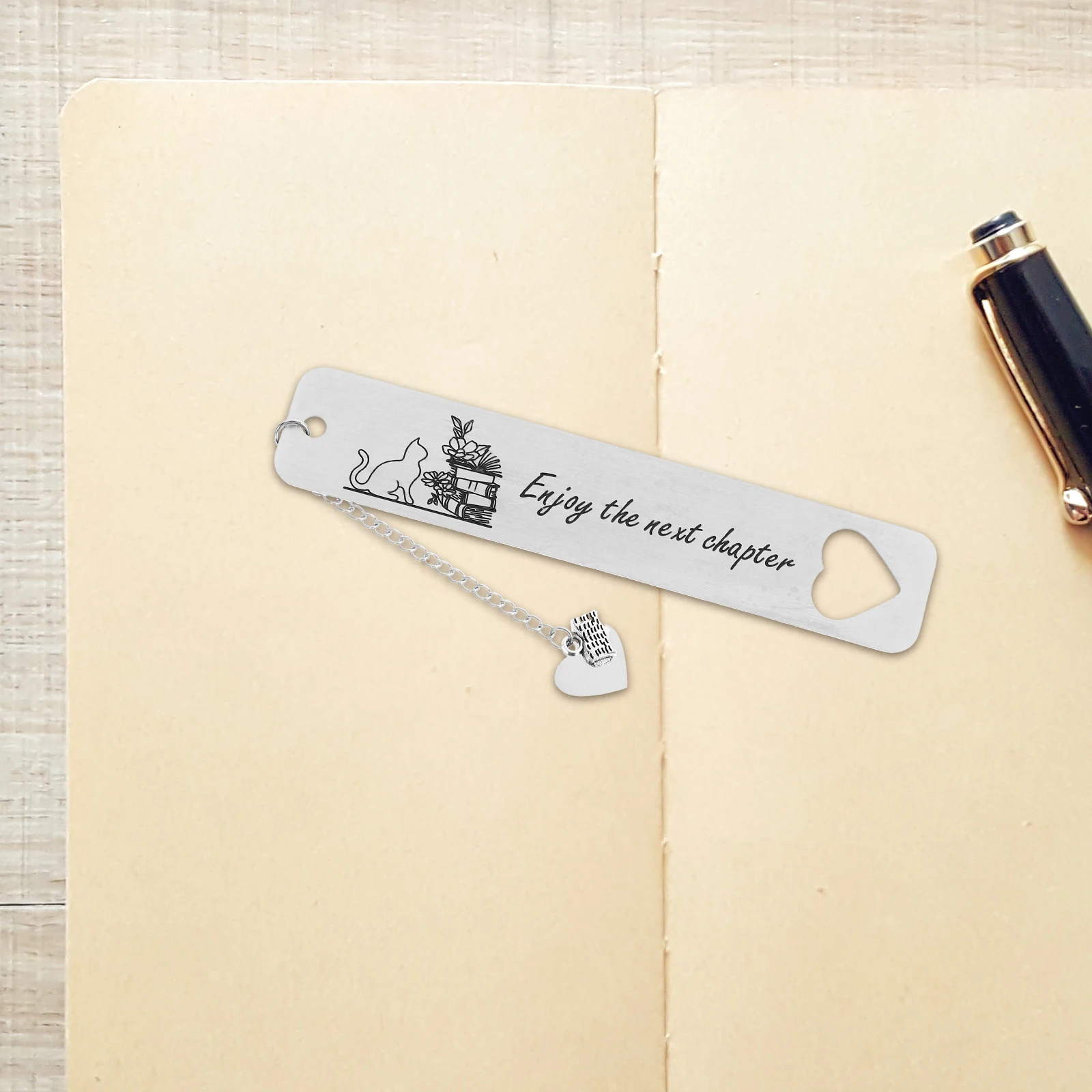 

Cat Bookmark Stainless Steel Decorative Chain Bookmarks Teacher Gifts Students Supplies Creative Design Lightweight Metal Kids
