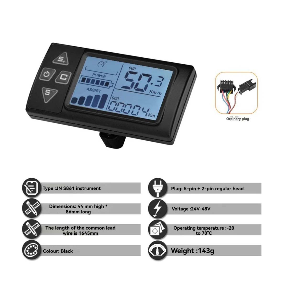 AT59 36 فولت 48 فولت 30A 750 واط 1000 واط فرش السيارات محرك تحكم S861 اللون LCD عدة لإصلاح دراجة هوائية جبلية كهربائية سكوتر