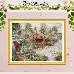 Colorful Bays Patterns Counted Cross Stitch Set DIY 11CT 14CT 16CT Stamped DMC Cross-stitch Kit Embroidery Needlework Crafts