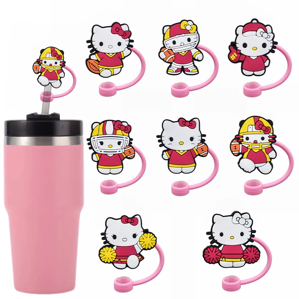 

MINISO 1-8pcs Hello Kitty Straw Cover Cap 10MM Stanley Cup Straw Plug Reusable Splash Proof Drinking Fit Cup Straw Cap Pendant