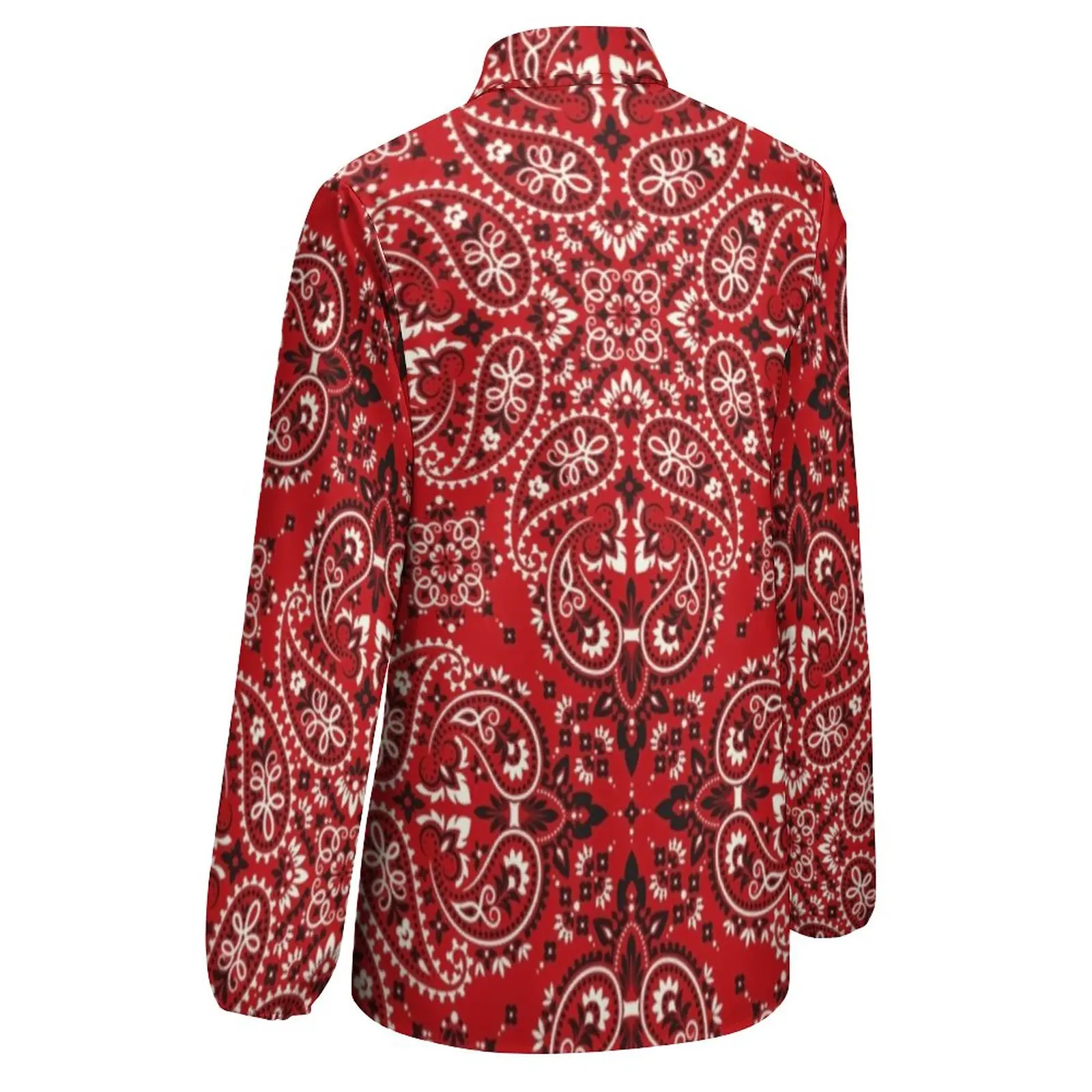 Vintage Paisley Blouse Women Bandana Style Print Streetwear Loose Blouses Long-Sleeve Retro Shirts Printed Top Big Size 2XL 3XL