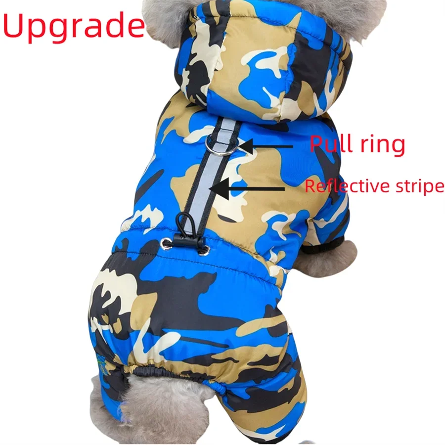 Dog Winter Thicken Coat Warm with D Ring Pet Jumpsuit Camouflage Puppy Jacket For Small Dogs Overalls Chihuahua Bulldog Costumes