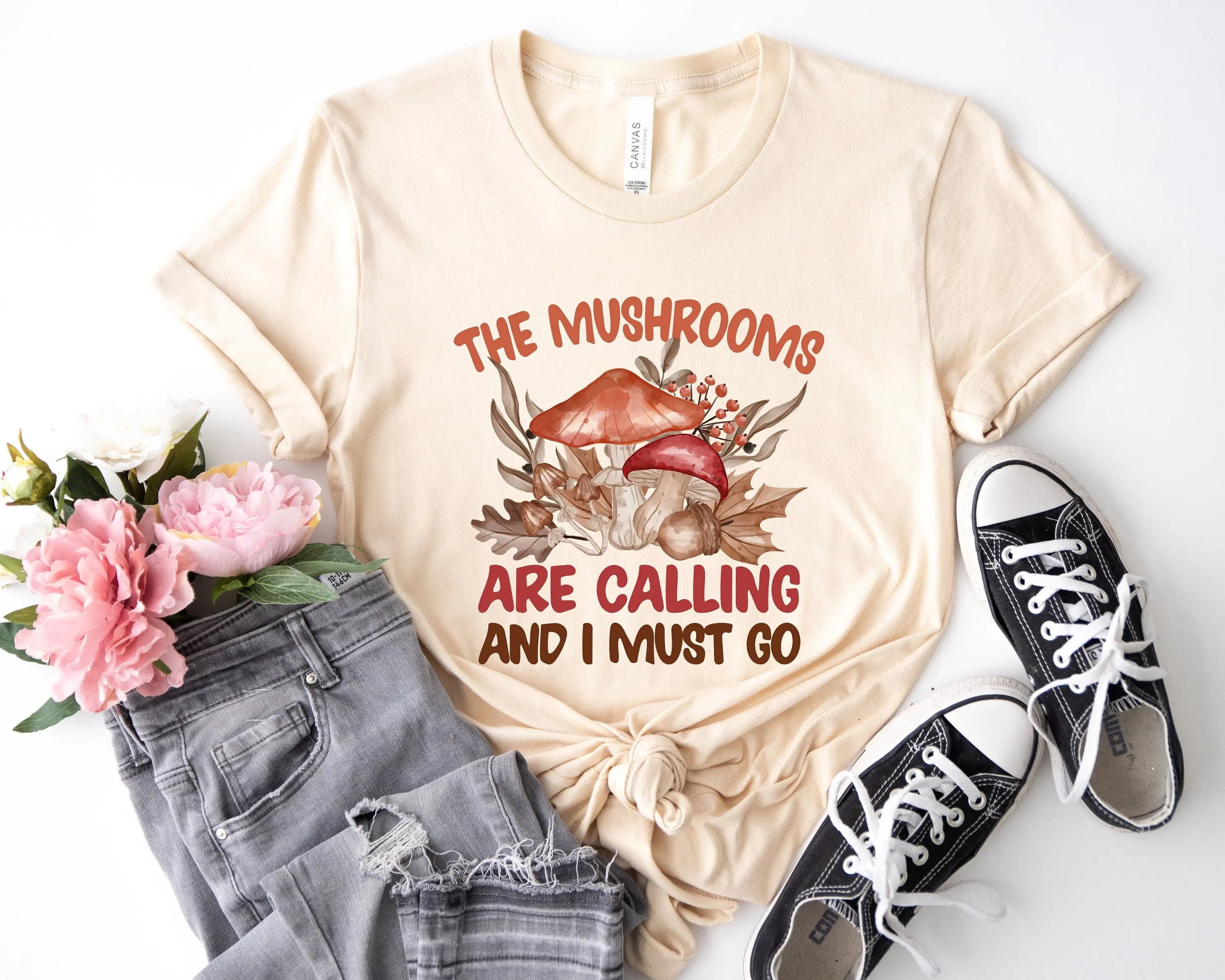 The Mushrooms Are Calling I Must Go T Shirt Funny Mushroom Mycologist Mycology