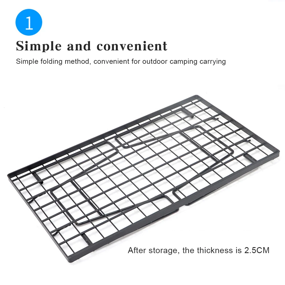 Camping Outdoor Mesh Table with Table Board & Bag Multifunctional Iron Mesh Grill Barbecue Picnic Portable Foldable BBQ Table