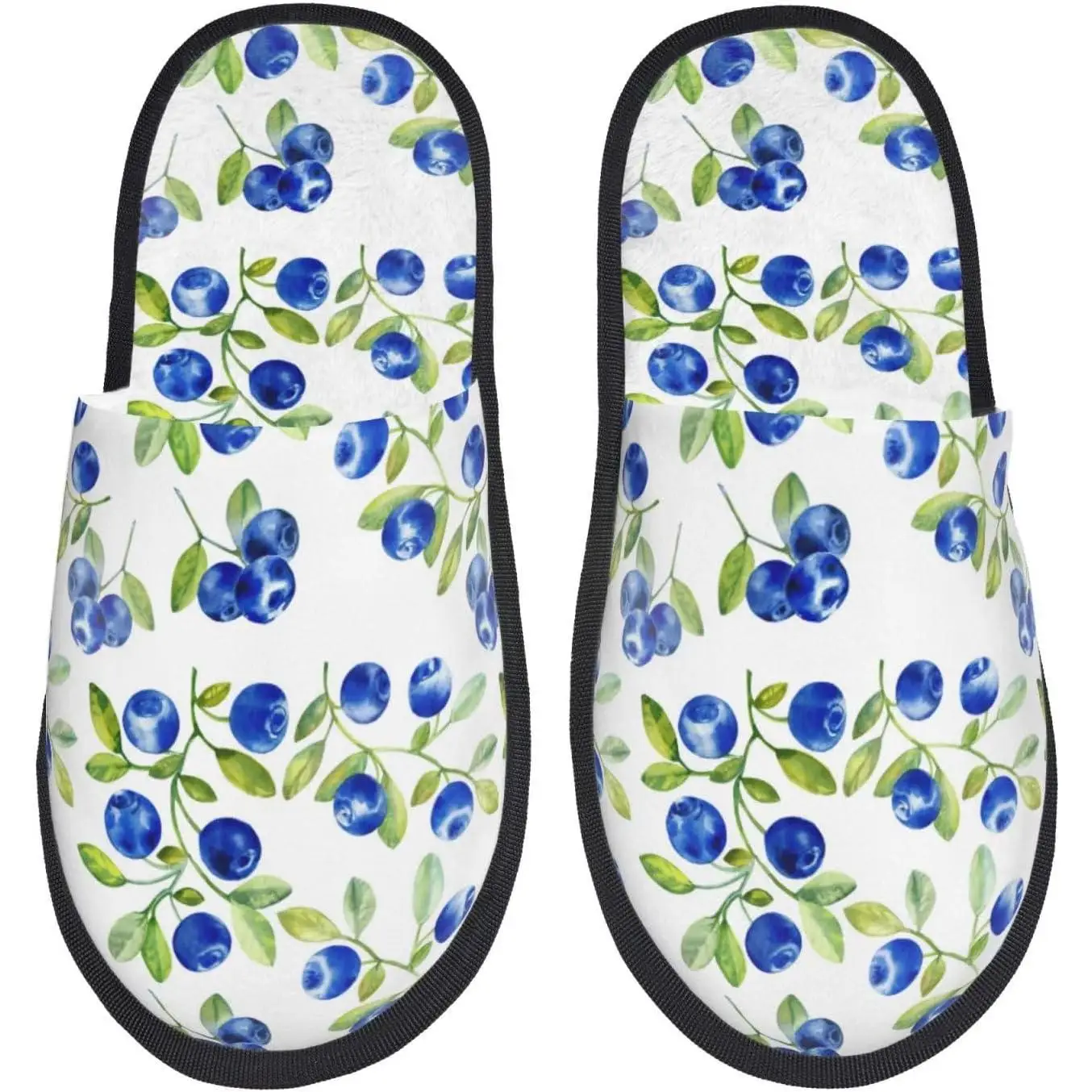 

House Slippers for Womens Men Blueberries Tree Print Soft House Shoes Fuzzy Slippers Lightweight for Womens Indoor Outdoor