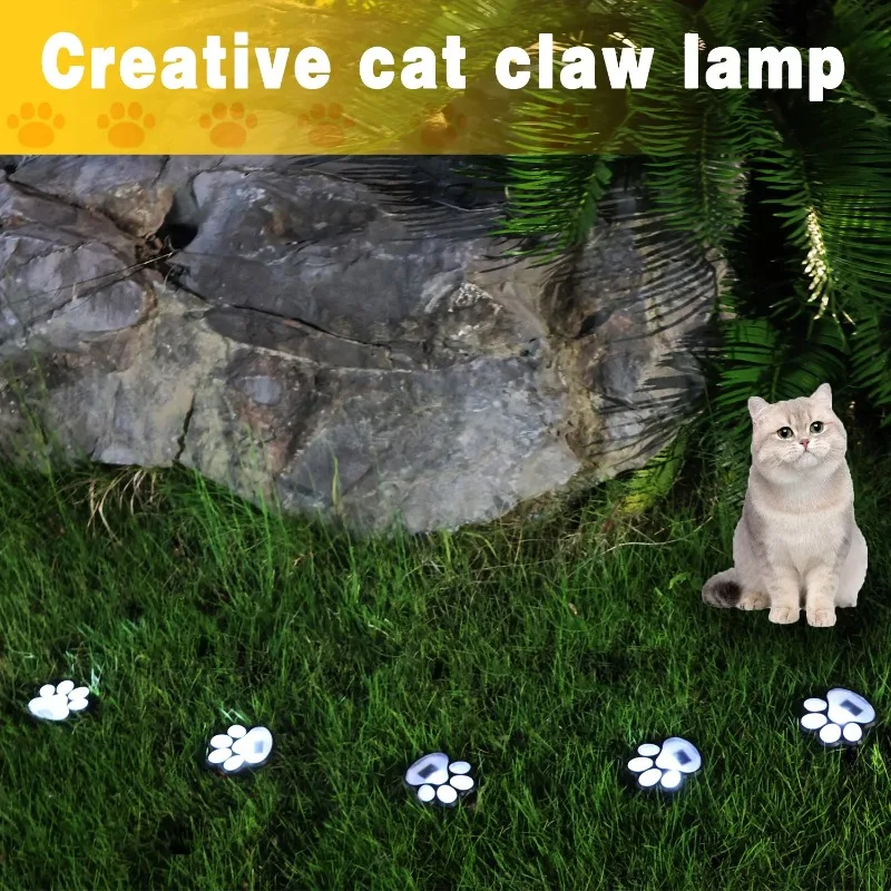 4/8PCS Dog Cat Paw Solar Landscape Light Waterproof Outdoor Pathway Lamp Automatic on Off LED for Backyard Garden view 3