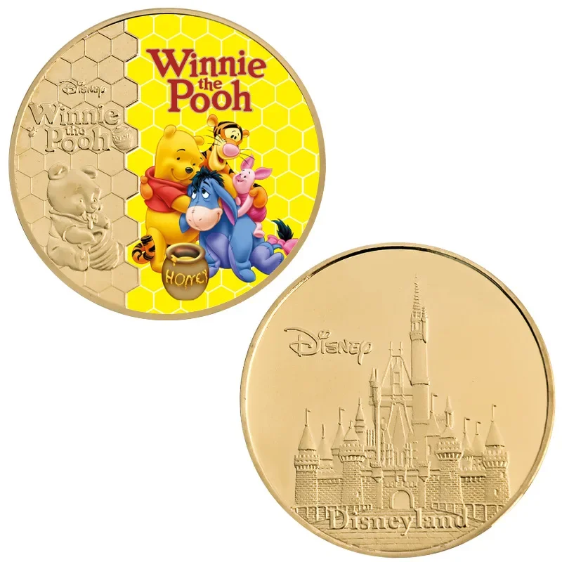 Disney Tigger Piglet Commemorative Coin Action Anime Figures Eeyore Commemorative Coin Cartoon Toys Memorabilia Children Gifts