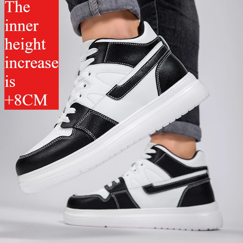 

Men Elevator Height Increase Shoes Sneakers Shoes for Men 8cm Sports Casual Invisible Inner Heightening 8cm White Shoes