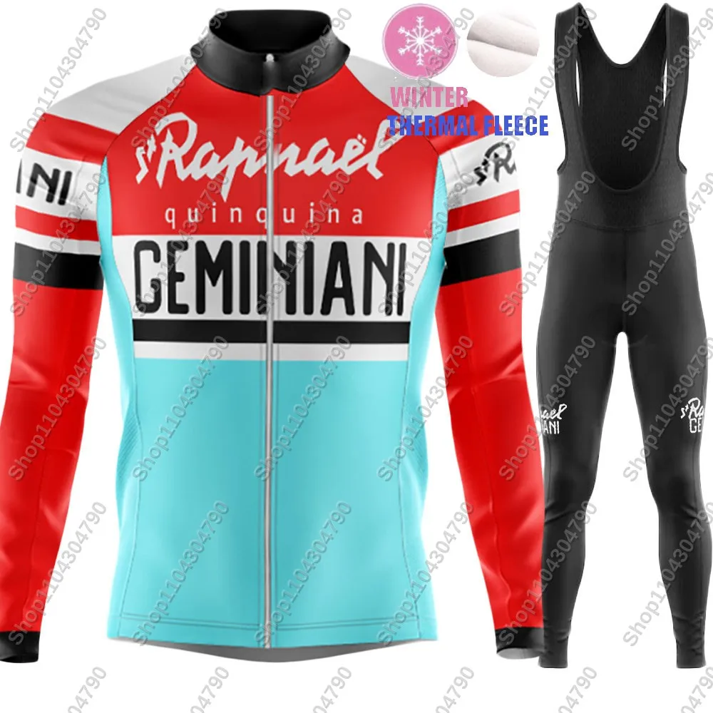 

Комплект велосипедного трикотажа Raphael Quinquina Geminiani 2025 года, зимняя одежда в стиле ретро, костюм с длинными рукавами, MTB, велосипедные шоссейные штаны, нагрудник, Ropa Ciclismo