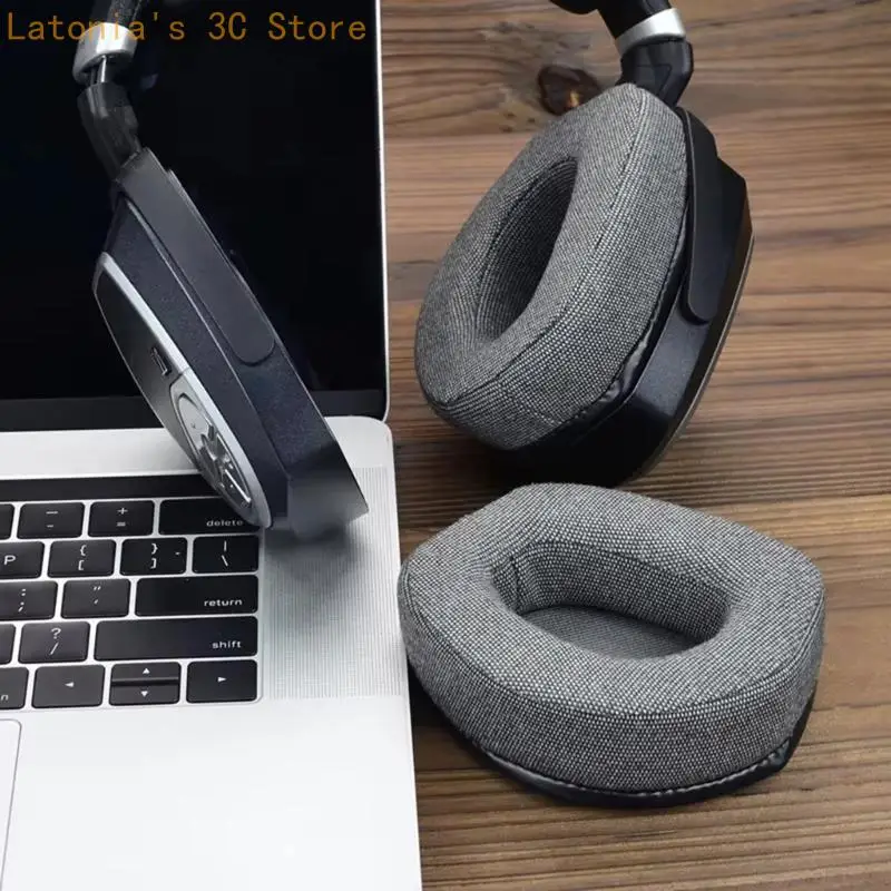 Gray Fabric Replacement Ear Cushions with Integrated Black Mounting Bases X3UB