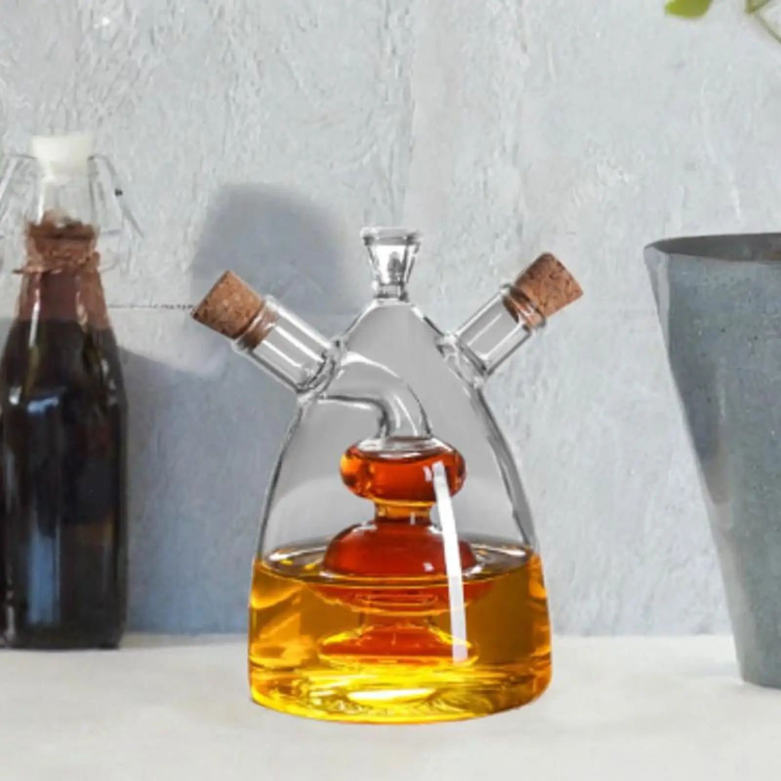 Creative Glass Olive Oil and Vinegar Dispenser Cruet Bottle for Kitchen Storage Cooking Tools