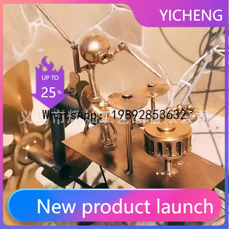 

Creative iron drummer windmill outdoor garden decoration - high-end, unique, handmade metal artwork