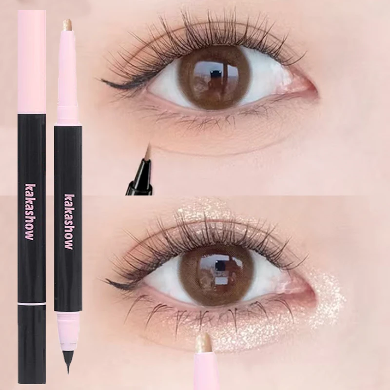 2 in 1 opaco schiarente sdraiato baco da seta penna eyeliner liscio non fiorito tè marrone rosa ciglia inferiori ombretto matita cosmetici