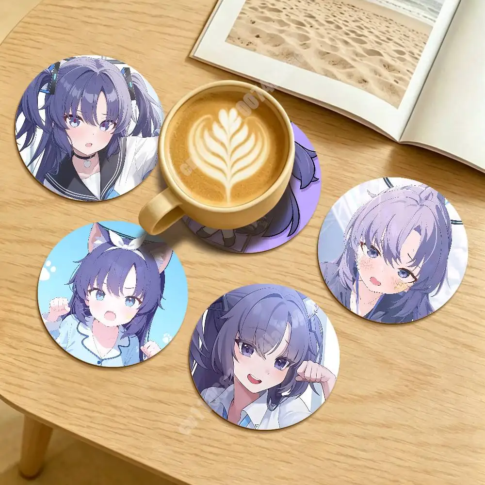 

Blue Archive Hayase Yuuka Round Coaster for Drink Cup Sustainable Lifestyle Decor Aesthetic Home Setup