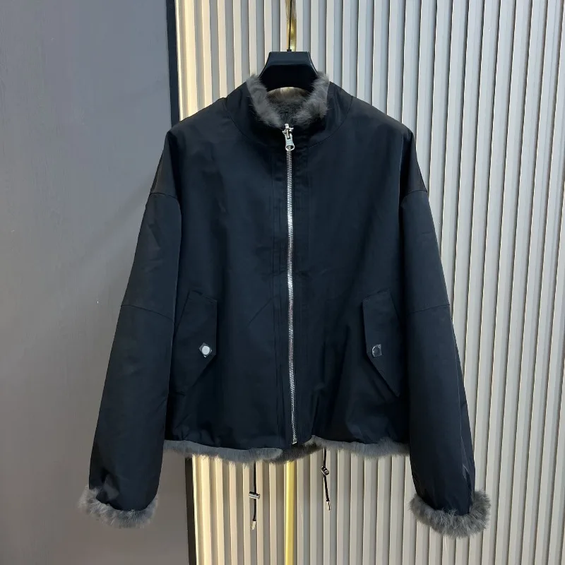 2025 New Fur-Lined One-Piece Furry Coat For Ladies Korean Style Reversible Parkas Winter Faux Fur Coat Warm Comfortable Women