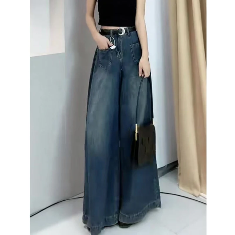 Women Clothes Summer Fashion Vintage Harajuku Streetwear Wide Leg Jeans Female High Waist Loose Baggy Denim Pants Y2K Pantalones