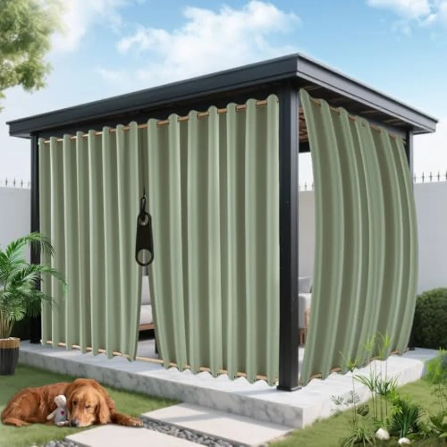 

Outdoor Curtains for Patio Waterproof Zipper Design 2 Panels Privacy Weatherproof out Curtain Top and Bottom Grommet Outside Dr