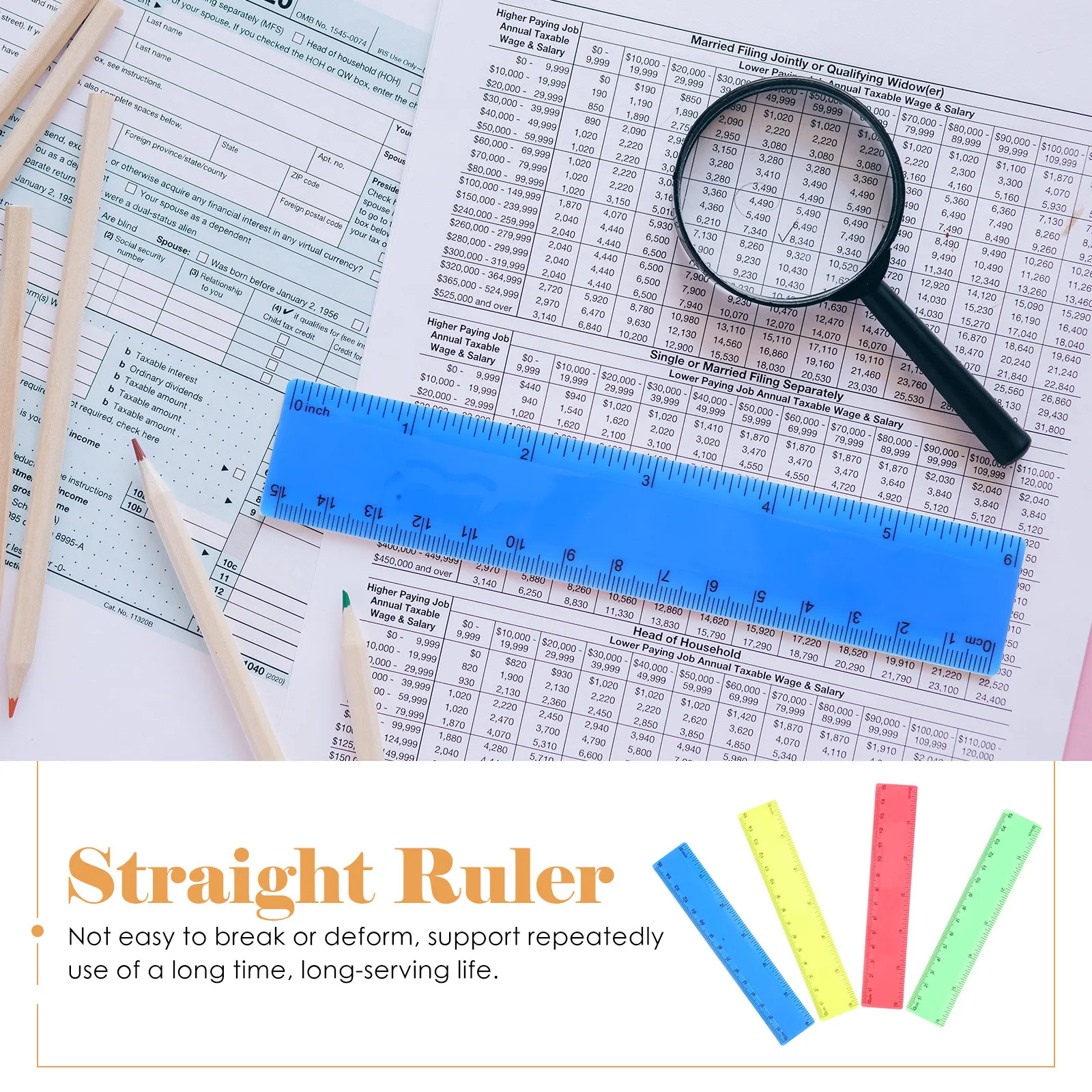 20Pcs Colored Straight Ruler High-Durability Lightweight Portable Student Ruler with Centimeters for Kids Classroom Office Home