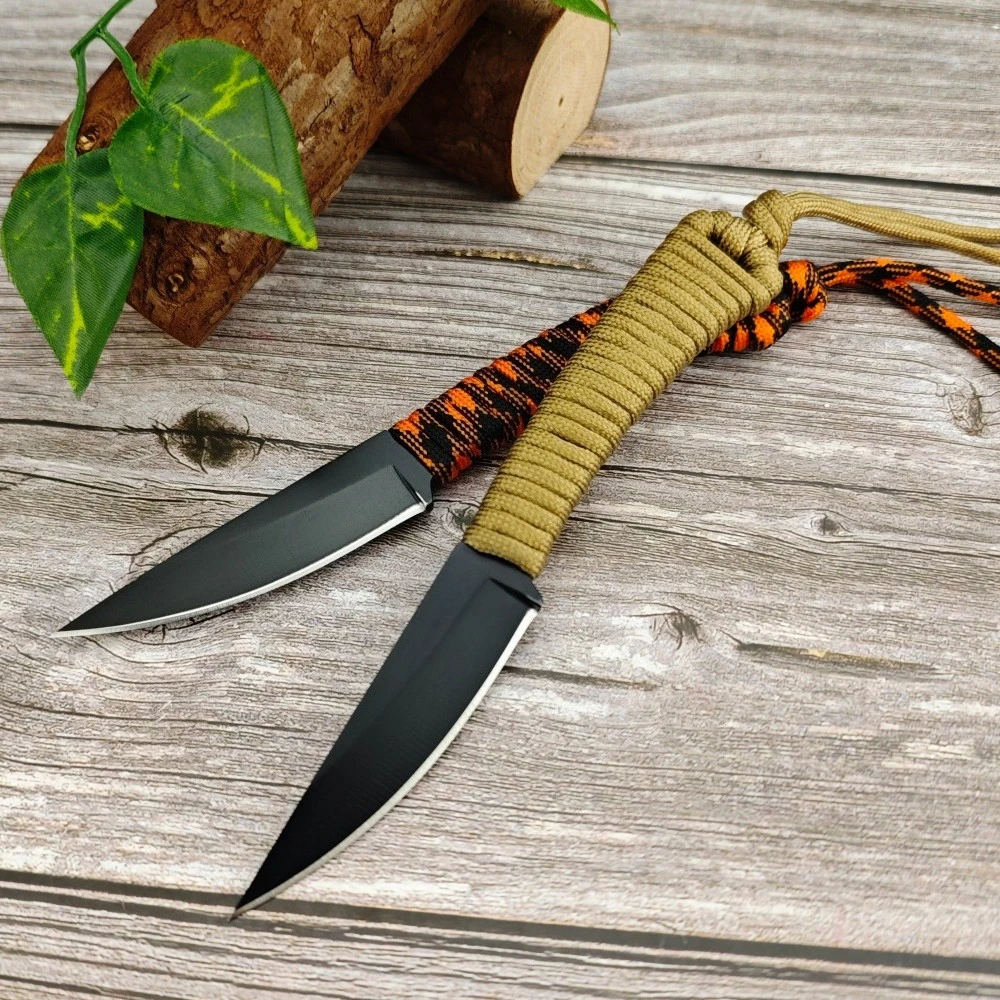 2026 Top Quality Straight Knife 440c Blade Nylon Rope Handle Outdoor Fixed Knife Camping Knives Peeling Cutting Tool