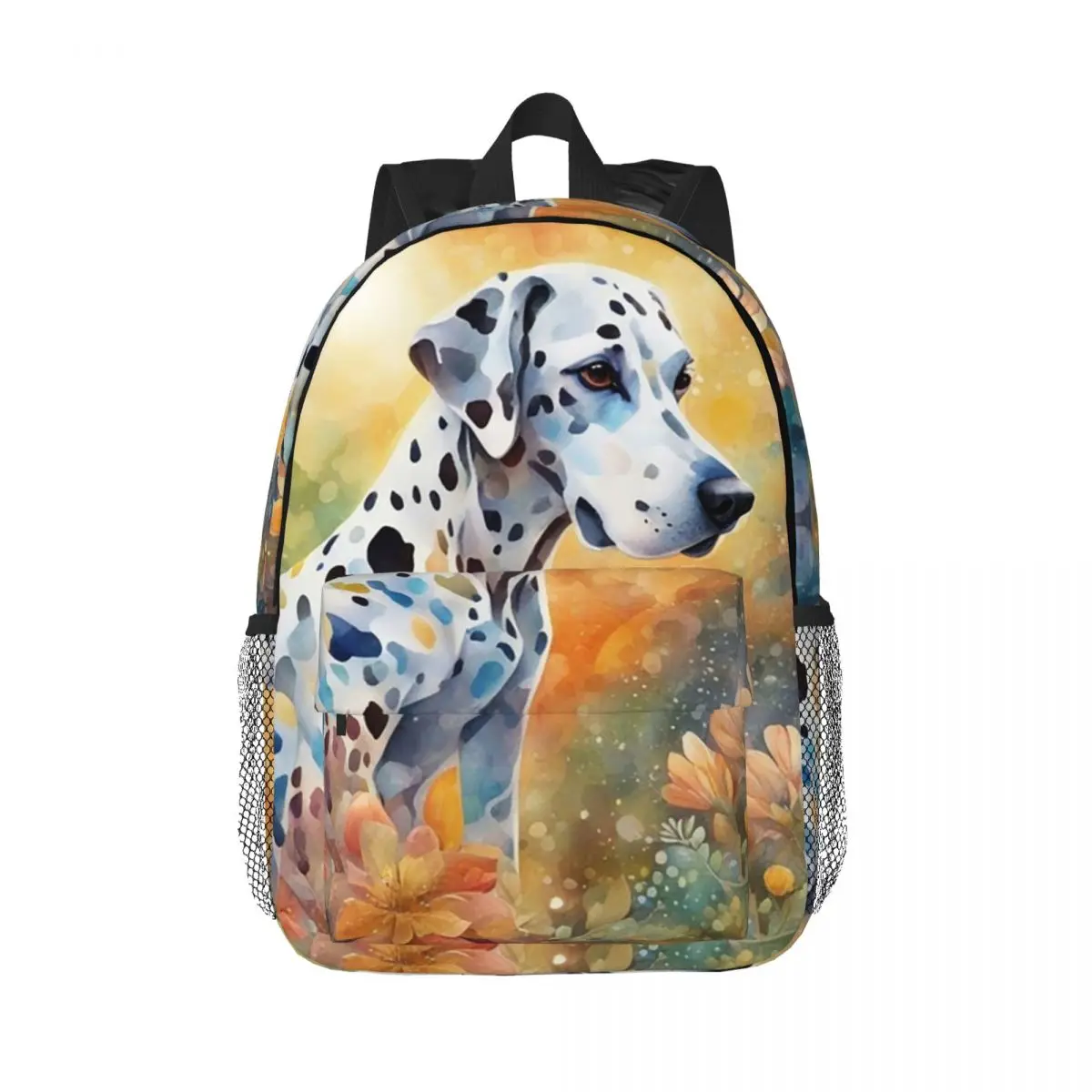 Dalmatian Dog And Flower Background Backpack Daypack Large Capacity Boys Girls BookBag Shoulder Bags for Men Women School Bag