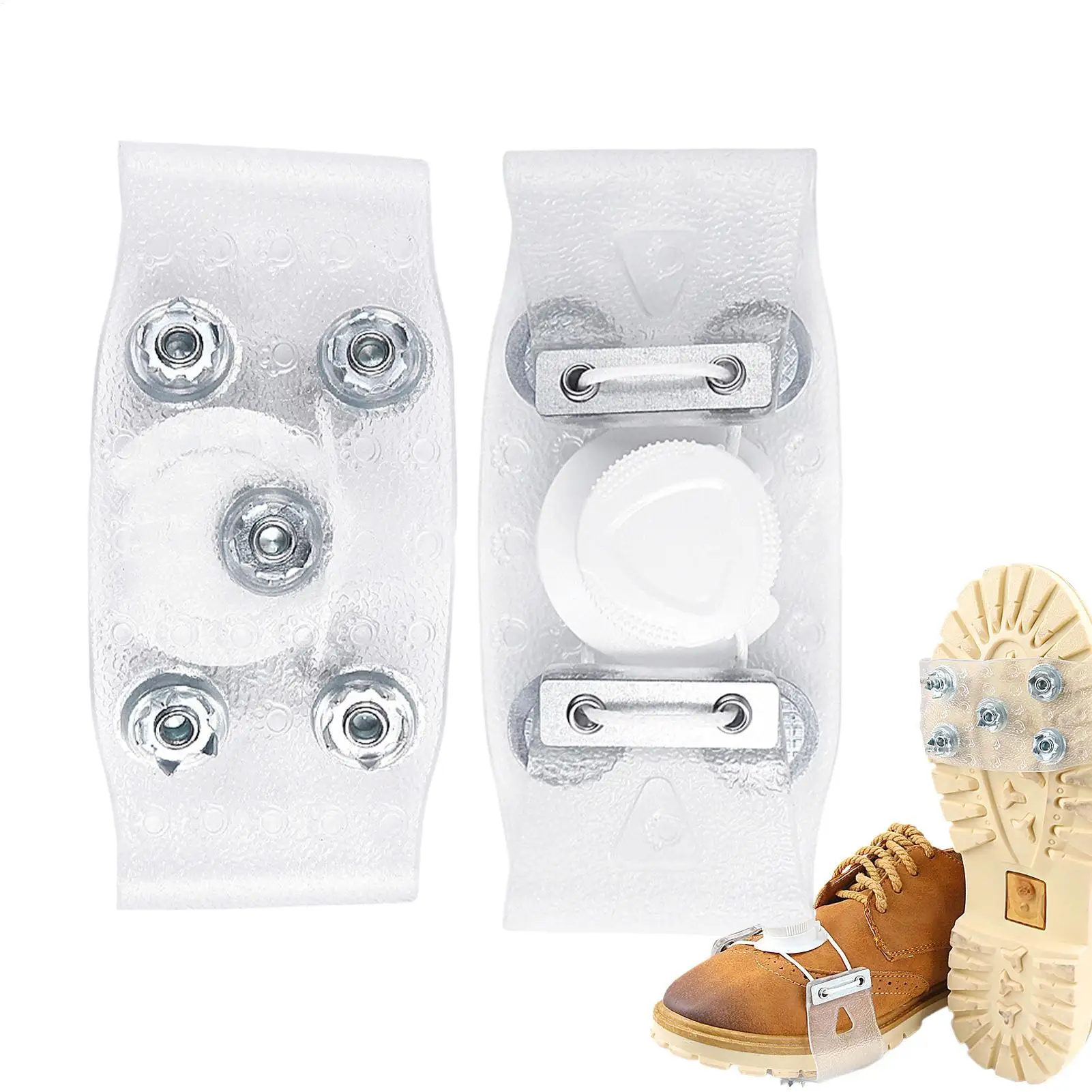 1ペア 5爪式アイスクリート 靴・ブーツ用 滑り止め スノーグリップ ウォーキング、ハイキング、冬の旅行用