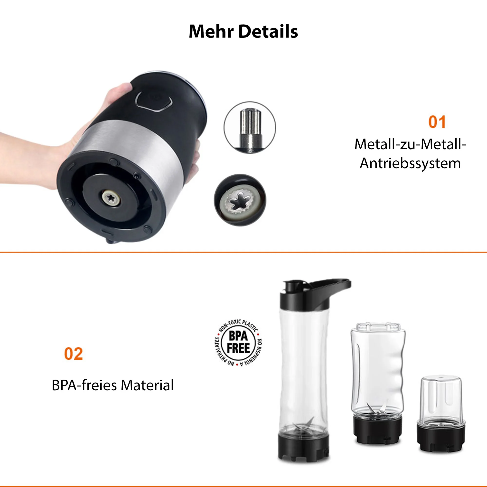 Bpa kostenlos 500w tragbare persönliche Mixer Mixer Küchenmaschine mit Chopper Bowl 600ml Entsafter Flasche Fleischwolf Babynahrung maschine – Detail 13