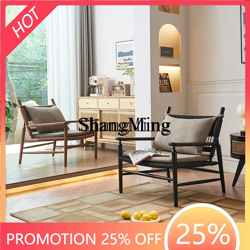 FG Solid Wood Rattan Round Coffee Table Set Black Simple Modern Living Room Home Small Apartment White Ash Side Table