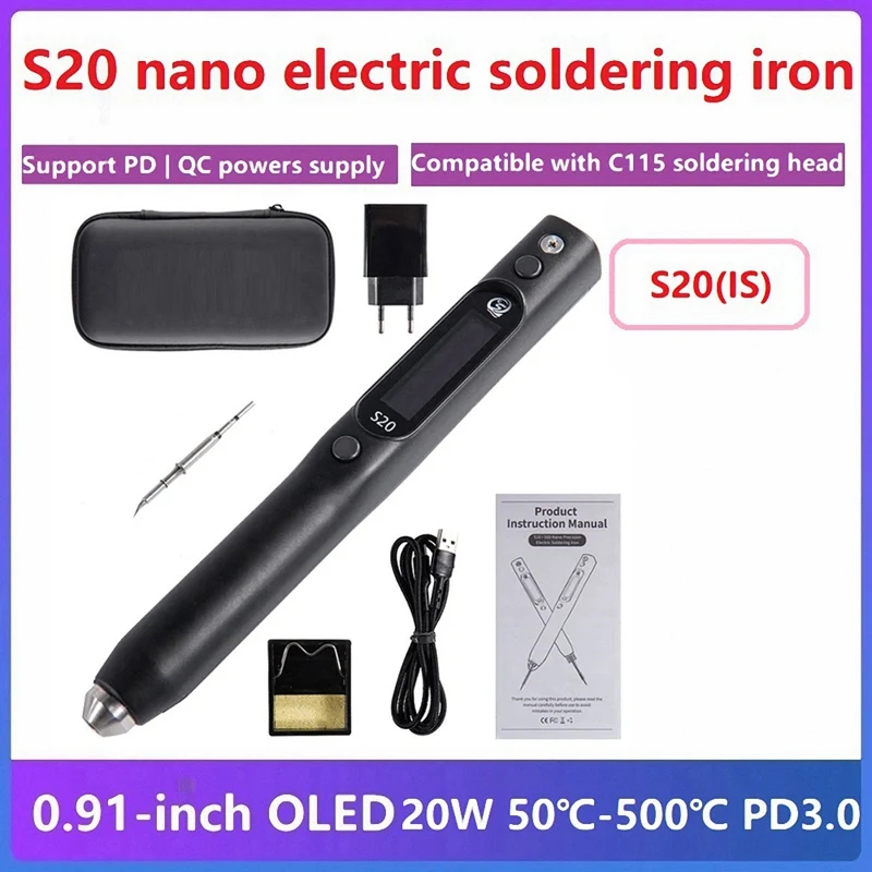 

OLED 50℃-500℃ Electric Soldering Iron Compatible With C115 Soldering Head EU Plug