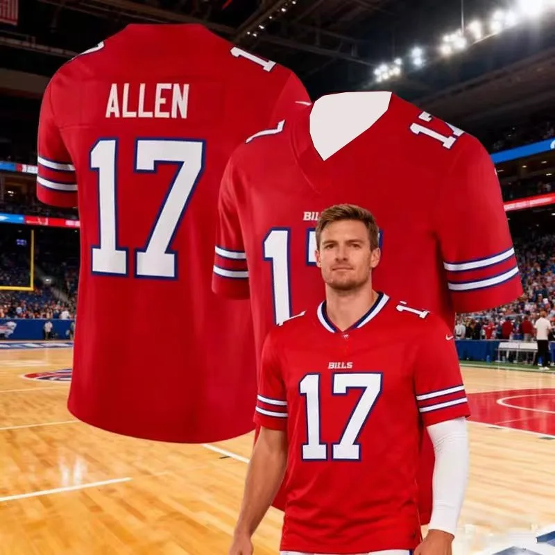 حار بيع #   17ALEN الرجال زي كرة القدم الأمريكية تنفس الخامس الرقبة قصيرة الأكمام تي شيرت كلاسيكي الكبار ملابس الأطفال