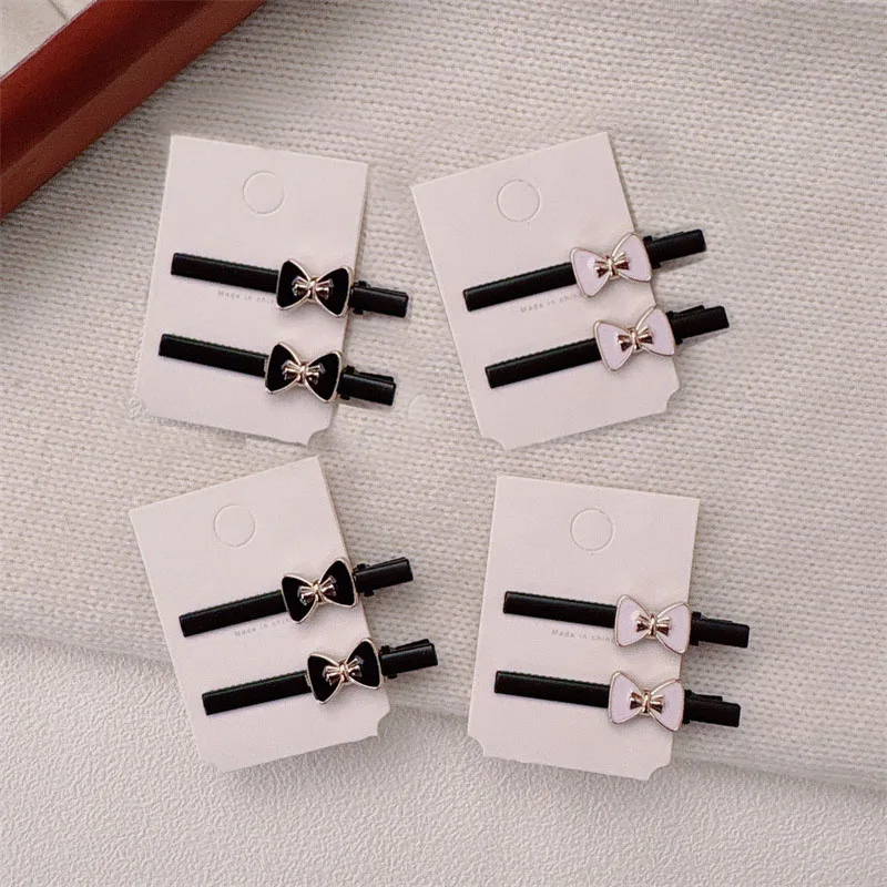 4-teiliges Set Süße Einfarbige Schleifen-Haarspangen im Klassischen Stil Schwarze Haarklammern für Mädchen und Frauen Koreanische Haaraccessoires – Detail 1