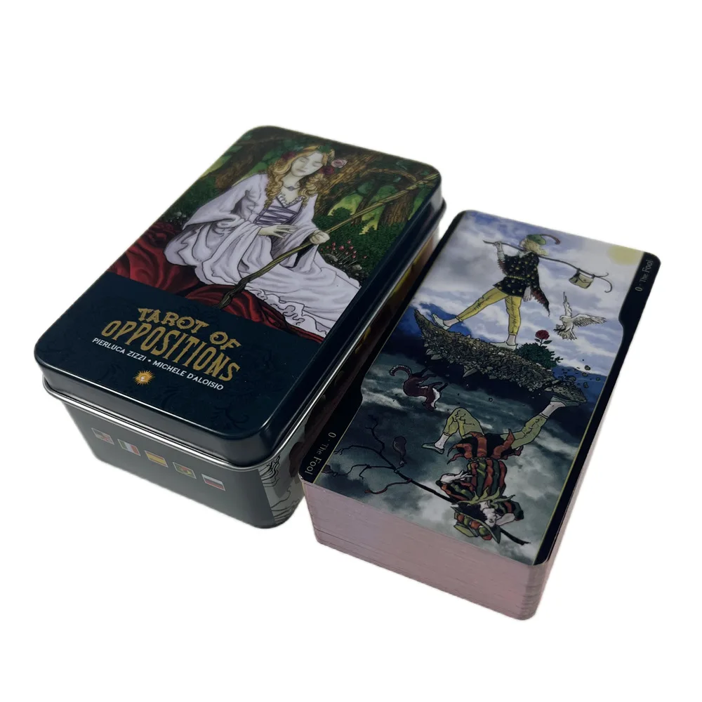 high quality tarot cards in Metal Tin Box 10cm*6cm board games gold green-plated Edge 78 cards with paper manual