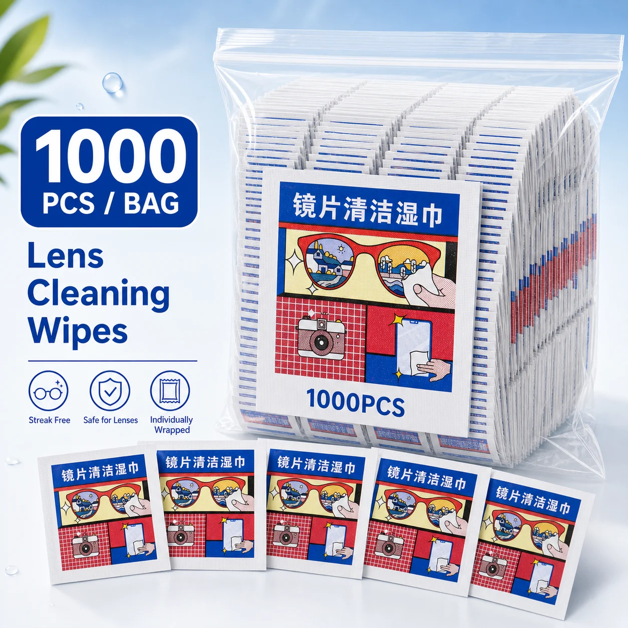 1000 Pieces Set Quick Cleaning Lens Cloths Portable Oil Stain Removal Convenient Carry-Easy-To-Use Microfiber Wipes for Glass