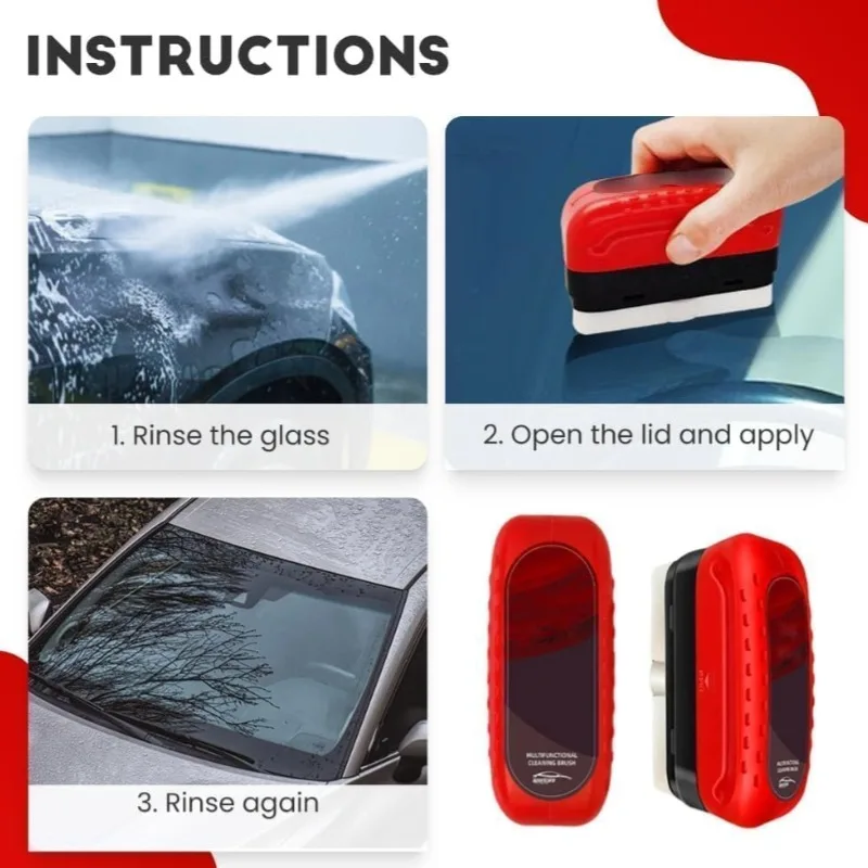 Car Glass Oil Film Remover Powerful Glass Cleaner Multifunctional Sponge Cleaning Brush For Car Stain Removal Rainproof Anti-fog