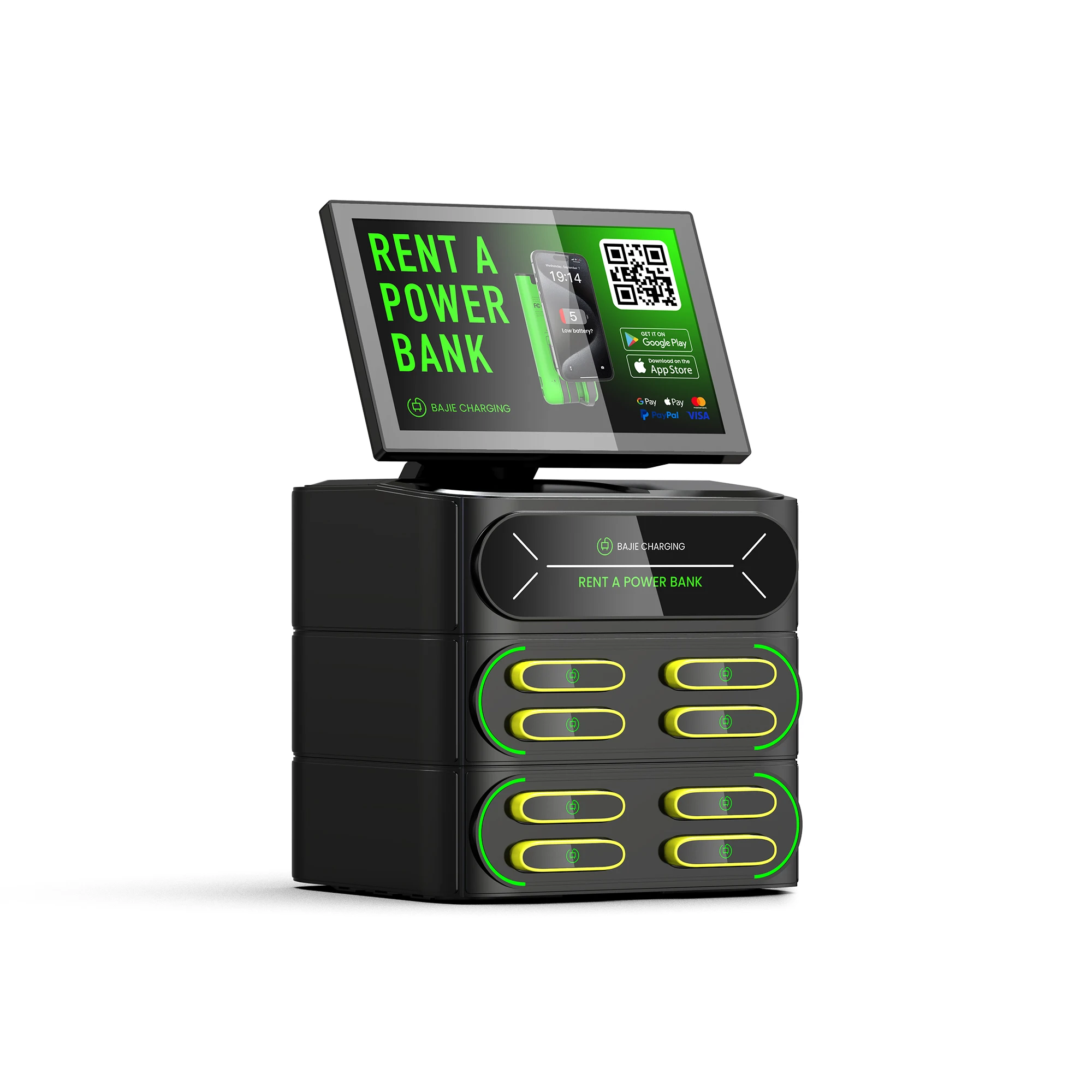 Portable Power Station Power Bank Built-in POS Customizable Advertising Screen Li-Polymer Battery 60W Output Fireproof Material