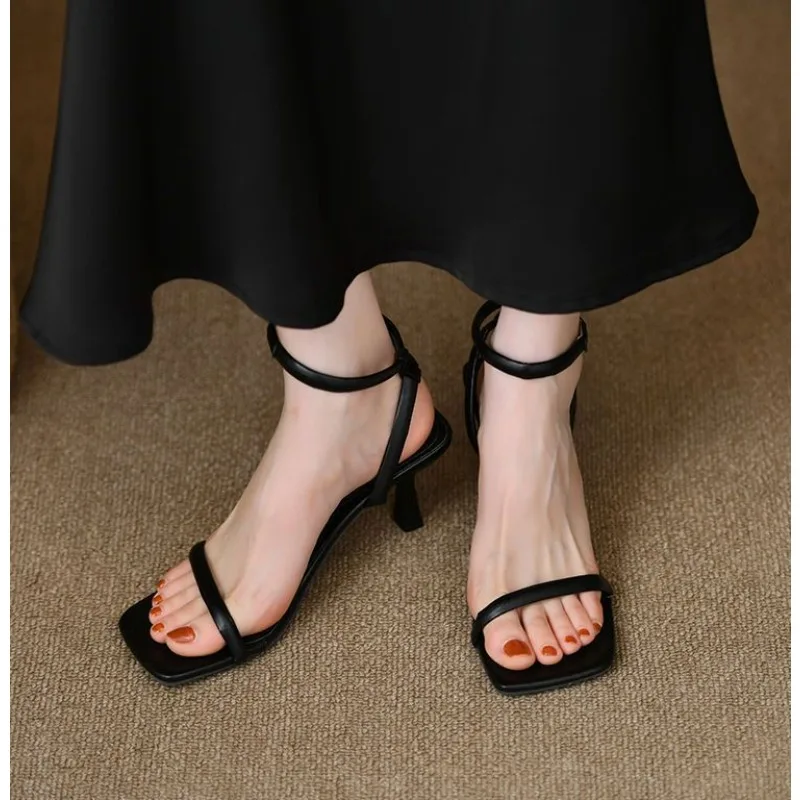 

Women High Heel Sandals Summer Female Square Heel Open Toe Strap Ladies Stiletto Pump 2025 New Elegant Woman Heels Party Shoes