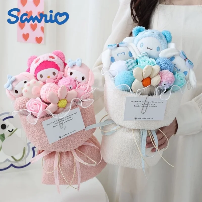 

Новинка Sanrio мультяшный плюшевый Коричный букет Kuromi Hello Kitty кошка плюшевая кукла игрушка Подарки На Выпускной День святого Валентина