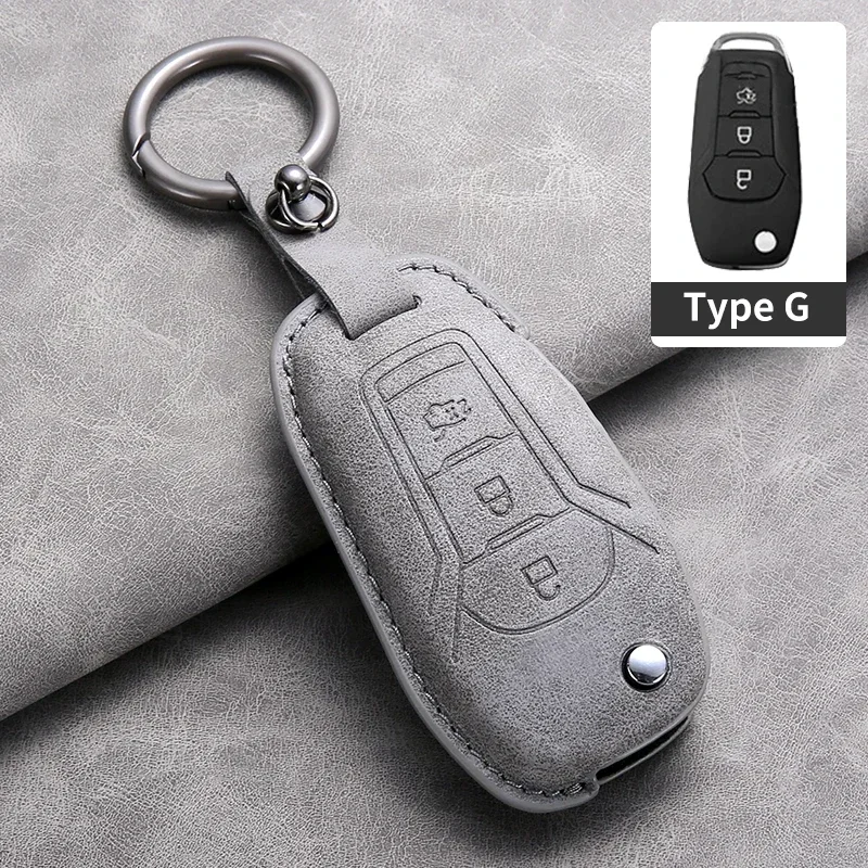 

Car Flip Key Case Cover For Ford Figo 2017 Mondeo 5 Ecosport Puma 2020 Fiesta Mk8 Everest Ranger Leather Car Key Shell Accessory