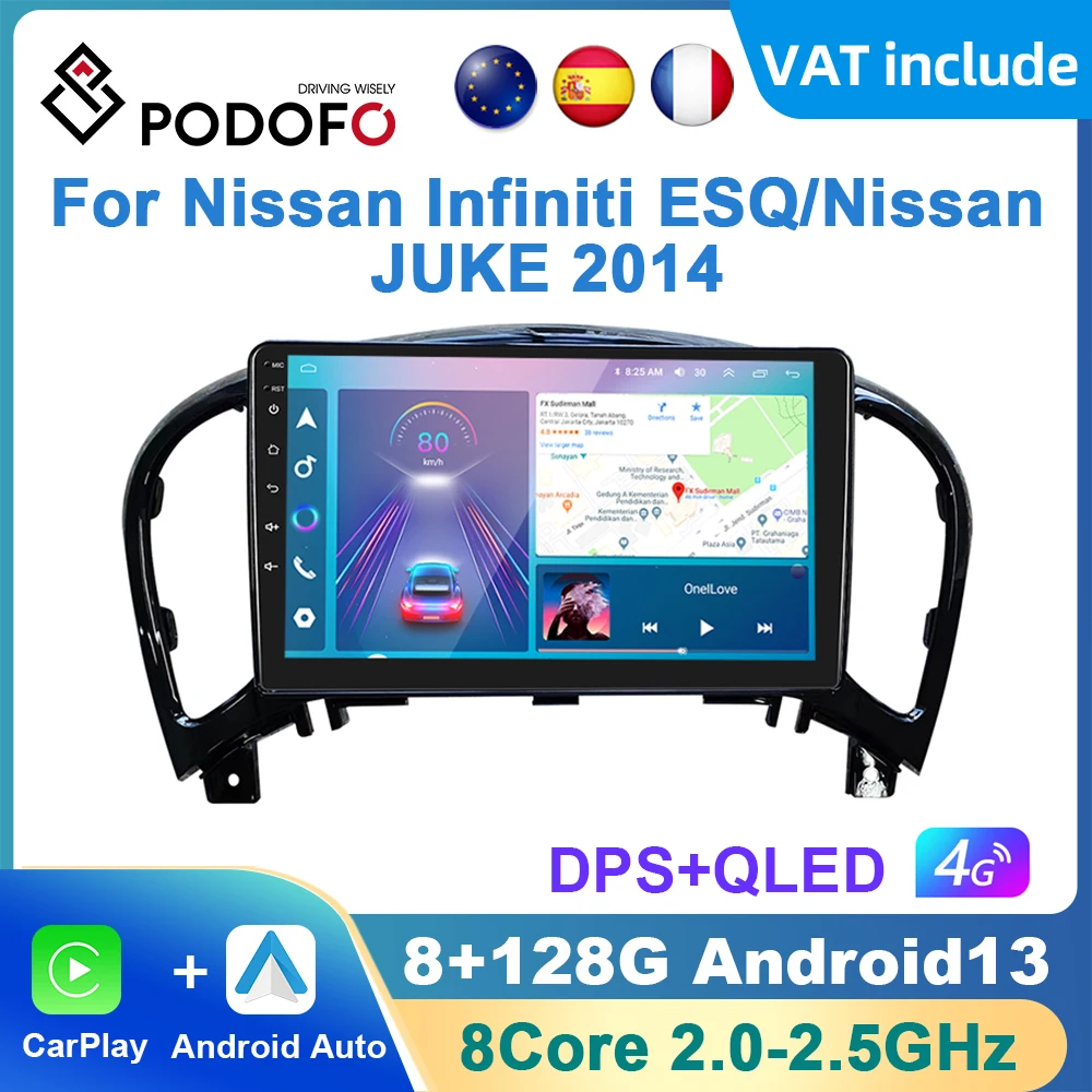 Podofo Android Carplay Car Radio For Nissan Infiniti ESQ/Nissan JUKE 2014 Android Auto Multimedia Player GPS Navigation RDS