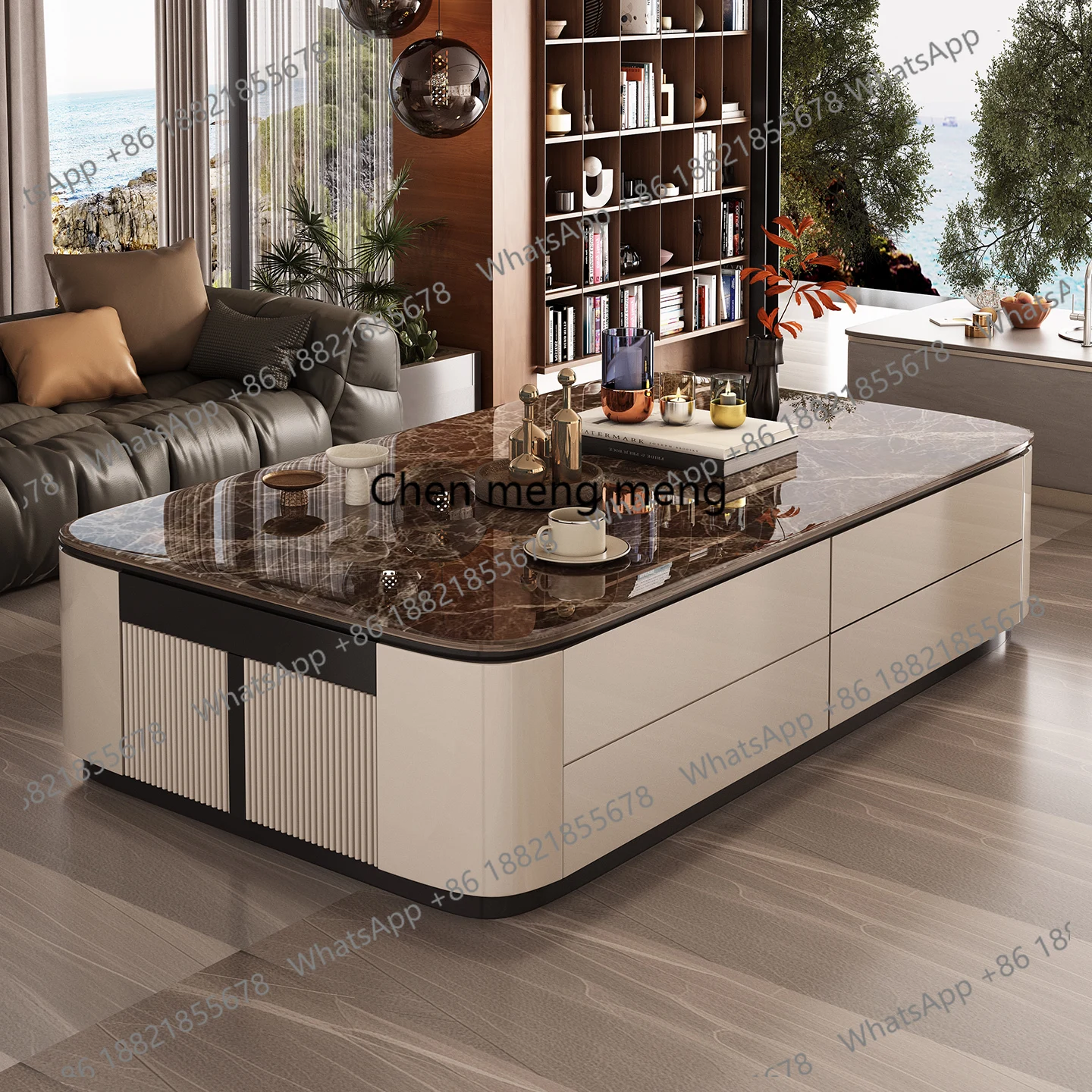 Light luxury high-end, coffee table large apartment flat floor high-end feeling living room home 60cm design large coffee table