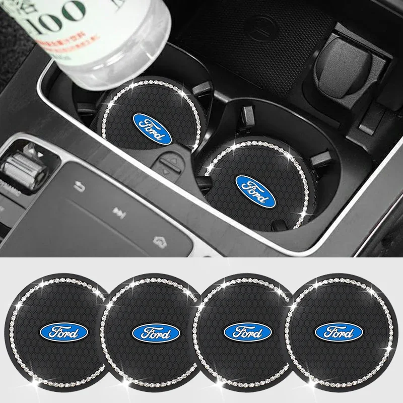 1/2pcs Car Auto Water Cup Slot Non-Slip Mat Accessories For Ford Focus 2 3 1 Fiesta MK1 MK2 MK3 MK7 Fusion Ranger Escort Mondeo