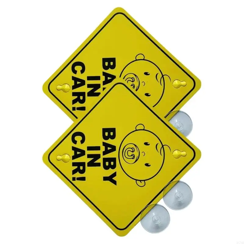 D7YD 2 Piece Double Suction Cups Baby Car Safety Sticker Reflective Warning Decal