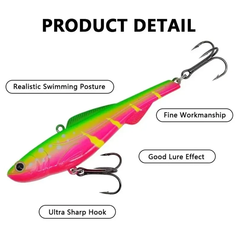 

26g-9cm Long Casting Sinking VIB Lure All Water Layers Hard Minnow Bait, Specialized for Ice Fishing Freshwater/Saltwater