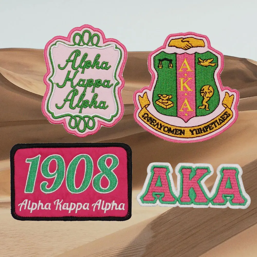 ALPHA KAPPA ALPHA Embroidered Patches Applique Sewing Label punk biker Band Rock Clothes Badges with hook backing