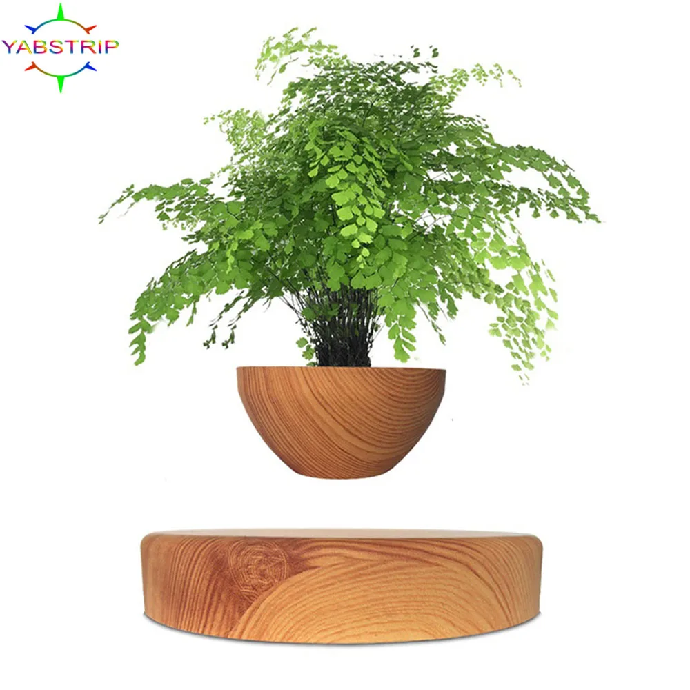 Lewitacja magnetyczna doniczkowe ozdoby powietrzne zawieszone Woodgrain drzewko Bonsai lampka nocna sypialnia oświetlenie fantazyjne lampa stołowa