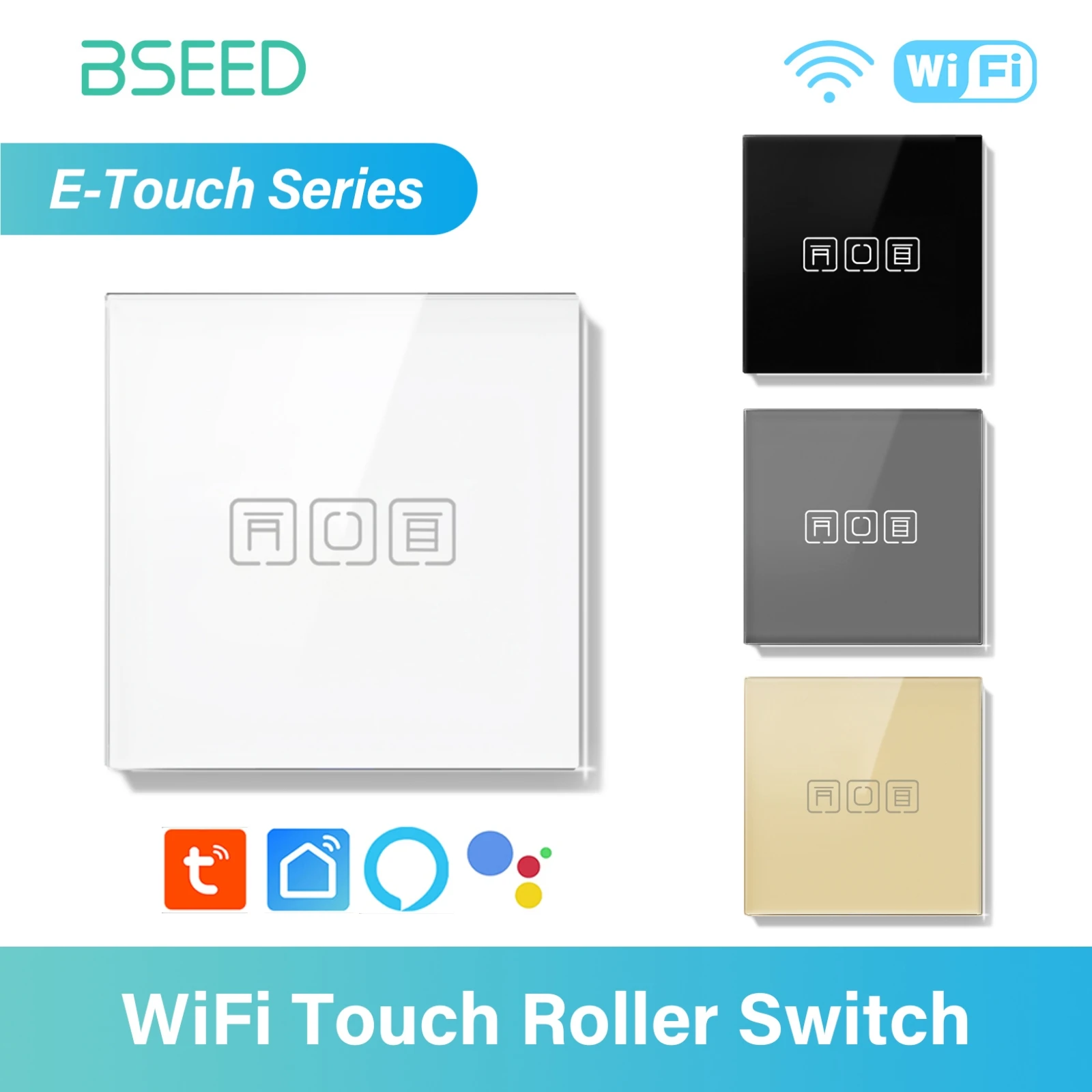 Image of BSEED E-Serie WLAN-Touch-Rollerschalter, Intelligenter Schalter, Drahtlose Steuerung, Rolladen-Schalter für Google, Tuya, Alexa, Home Smart Life APP