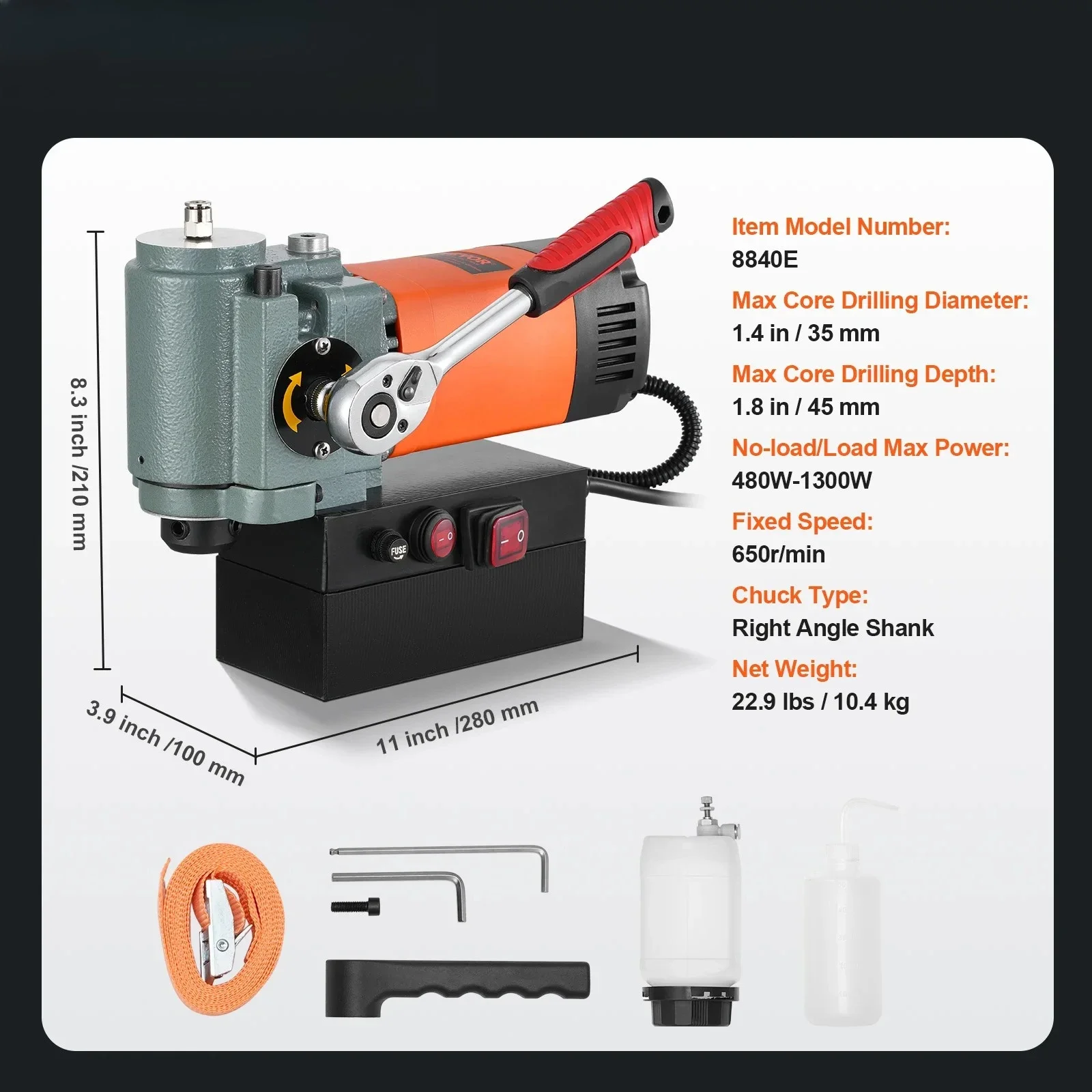 Lightweight Portable Magnetic Drill 1300W Low Profile Mag Drill With Cooling System JJ320