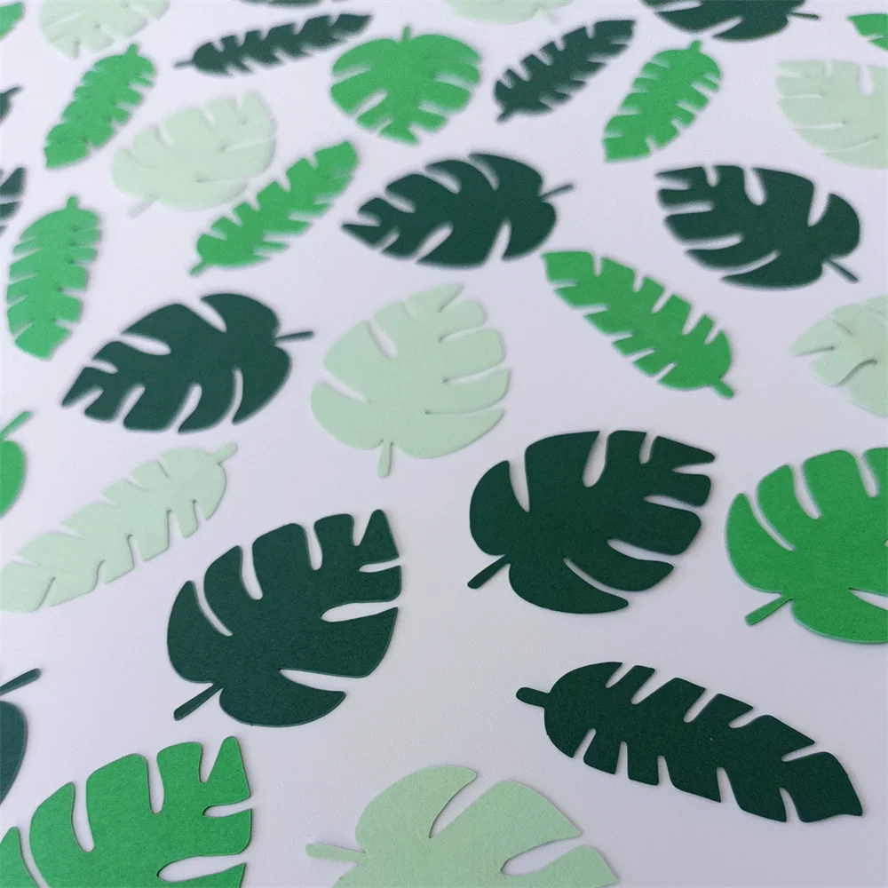 100 Stück Monstera Papier Konfetti Blatt Pflanzen Sommer Party Konfetti Dekor gefüllt Ballon Konfetti Geburtstag Hochzeit Party Dekoration – Detail 7