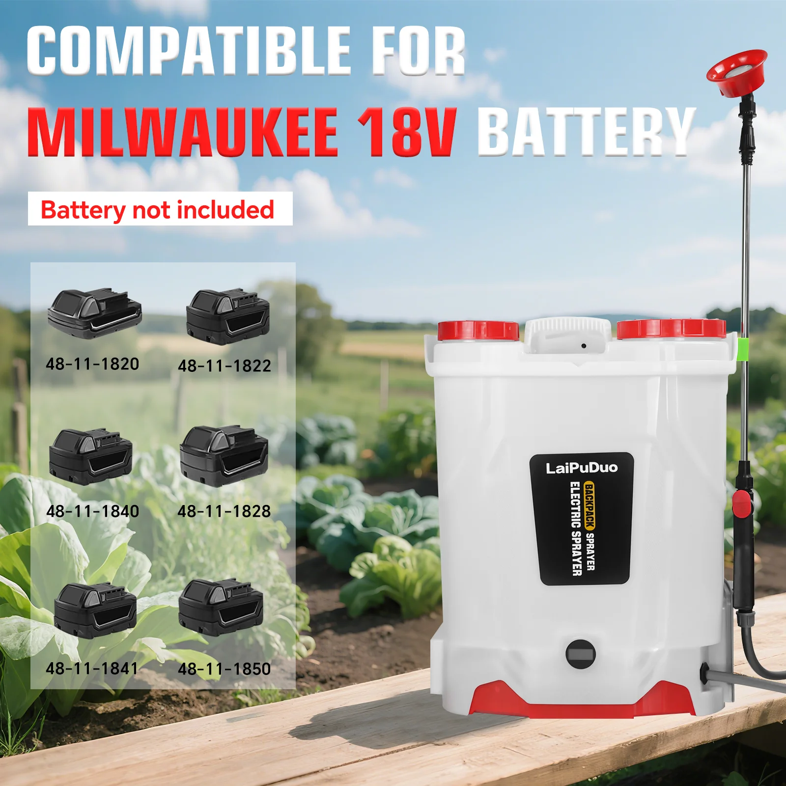 20L Battery Powered Backpack Sprayer 100 PSI Adjustable Pressure Garden Yard Electric Sprayer for Milwaukee 18V Battery Pin